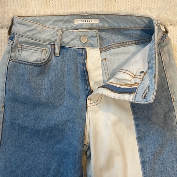 PacSun Eco hopper patchwork mom jeans high rise raw cut hem denim Womens size 24 - Picture 5 of 16